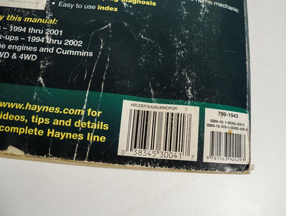 Haynes Repair Manual Dodge 1500/2500/3500 Models Full-Size Pick-Up 1994-2002