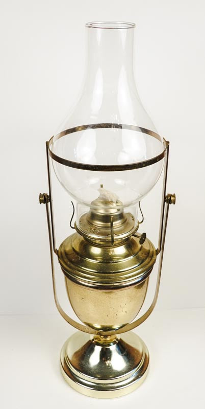 Vintage P&A Risdon Eagle Gimballed Brass Oil Lamp Swaying Table or Wall Mount