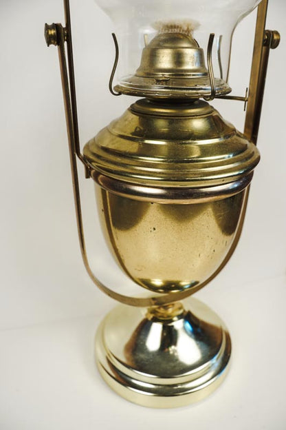 Vintage P&A Risdon Eagle Gimballed Brass Oil Lamp Swaying Table or Wall Mount