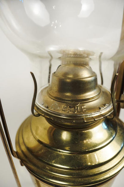 Vintage P&A Risdon Eagle Gimballed Brass Oil Lamp Swaying Table or Wall Mount