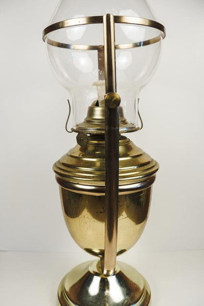 Vintage P&A Risdon Eagle Gimballed Brass Oil Lamp Swaying Table or Wall Mount
