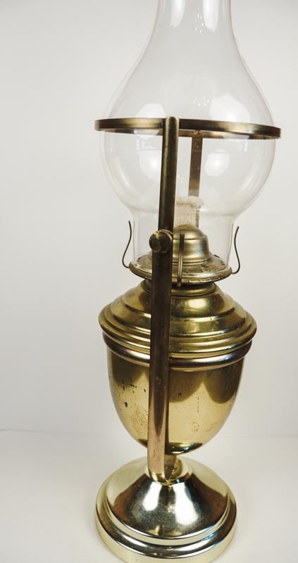 Vintage P&A Risdon Eagle Gimballed Brass Oil Lamp Swaying Table or Wall Mount