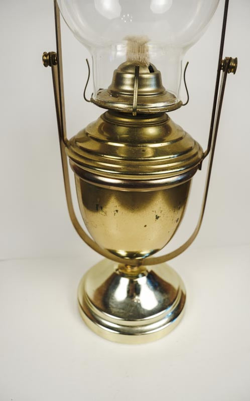 Vintage P&A Risdon Eagle Gimballed Brass Oil Lamp Swaying Table or Wall Mount