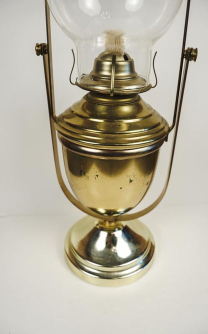 Vintage P&A Risdon Eagle Gimballed Brass Oil Lamp Swaying Table or Wall Mount