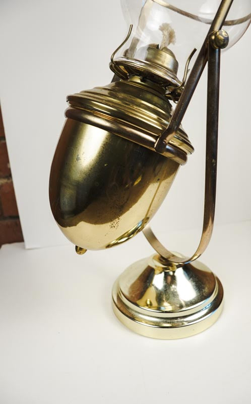 Vintage P&A Risdon Eagle Gimballed Brass Oil Lamp Swaying Table or Wall Mount