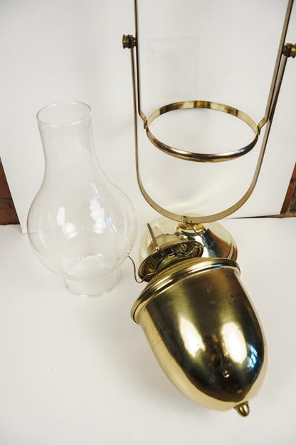 Vintage P&A Risdon Eagle Gimballed Brass Oil Lamp Swaying Table or Wall Mount