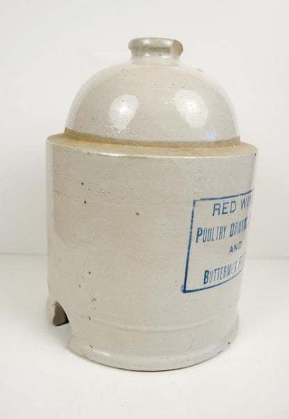 Red Wing Poultry Drinking Fount and Buttermilk Stoneware Feeder 10in