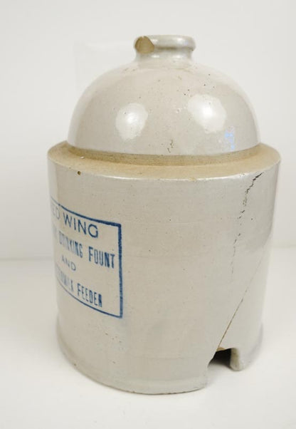 Red Wing Poultry Drinking Fount and Buttermilk Stoneware Feeder 10in