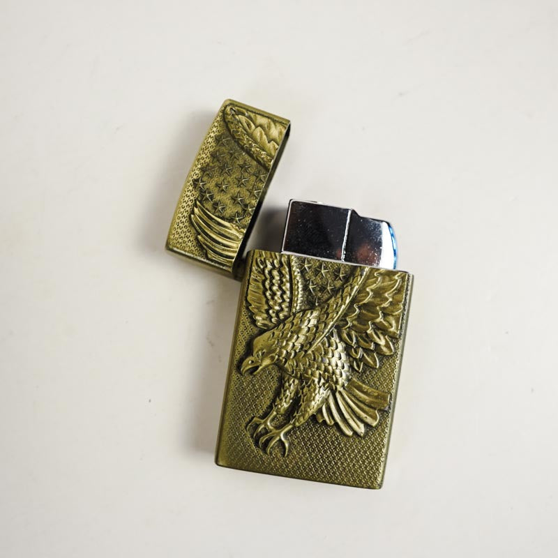 Early 2000s Brass Embossed Eagle & Stars Lighter