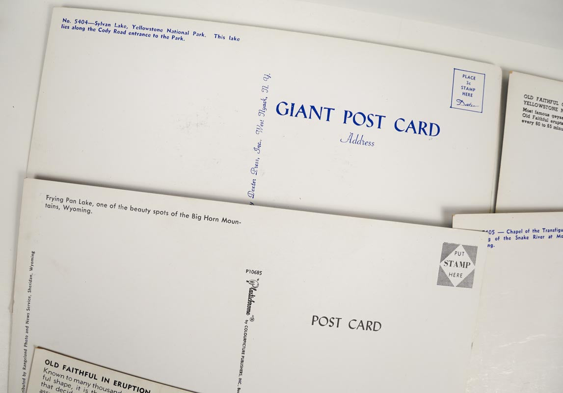 Yellowstone National Park Giant Post Cards Unused Set of 6 Different Cards