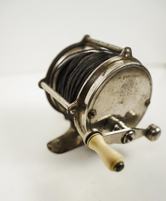 Antique Atlas Portage Raised Pillar Fly Fishing Reel 60 Silver Vintage USA Made