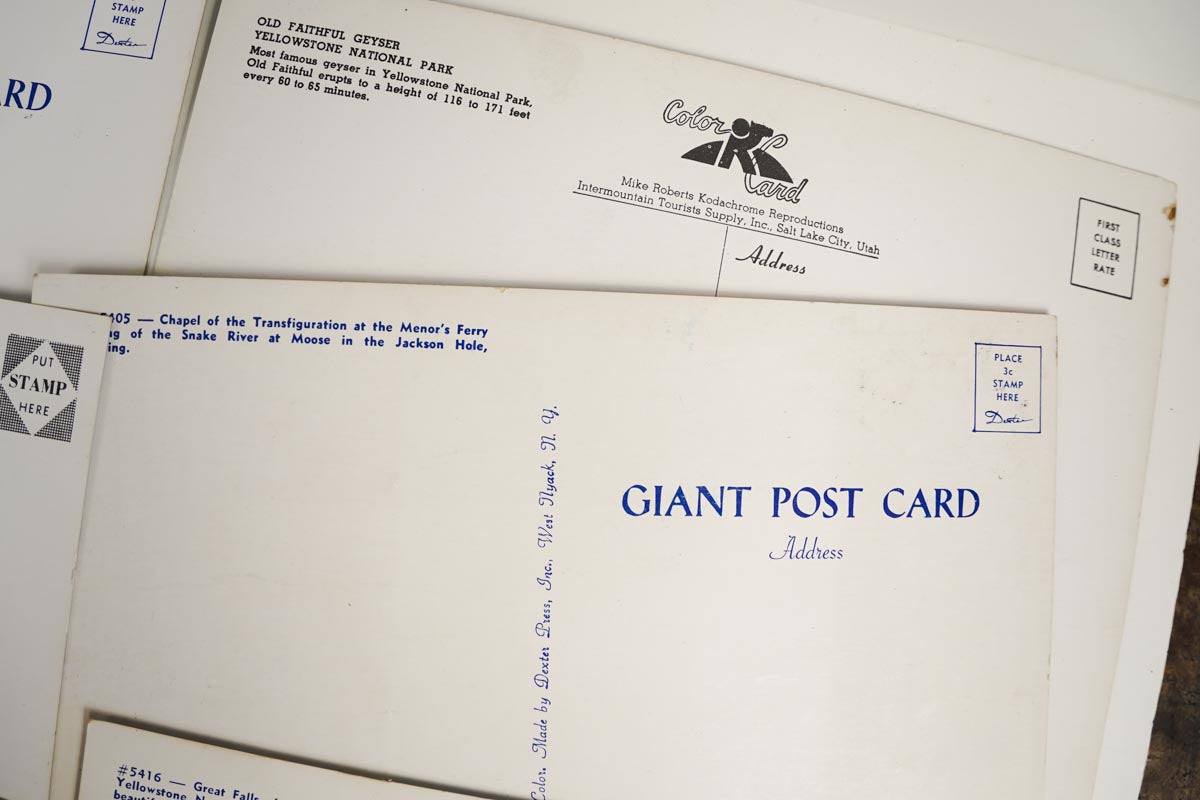Yellowstone National Park Giant Post Cards Unused Set of 6 Different Cards