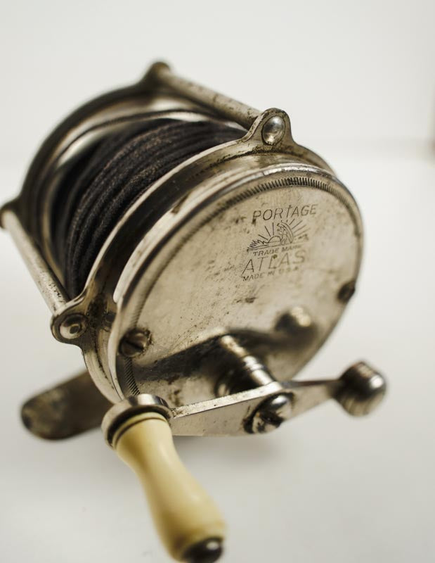 Antique Atlas Portage Raised Pillar Fly Fishing Reel 60 Silver Vintage USA Made