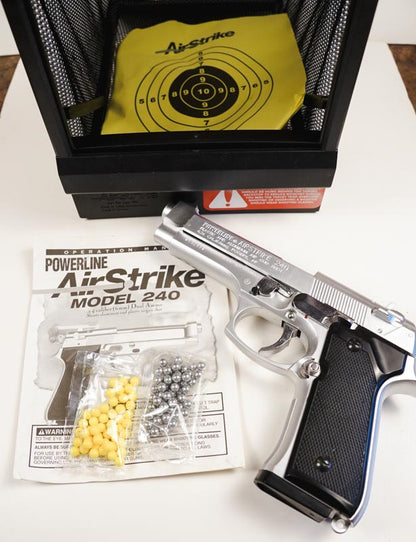 Vtg Daisy Powerline Airstrike 240 Air Pistol Kit with Manual, Pellets, & Target