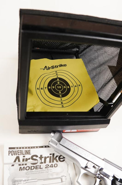 Vtg Daisy Powerline Airstrike 240 Air Pistol Kit with Manual, Pellets, & Target