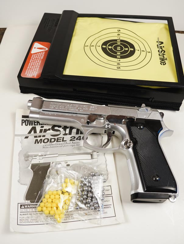 Vtg Daisy Powerline Airstrike 240 Air Pistol Kit with Manual, Pellets, & Target