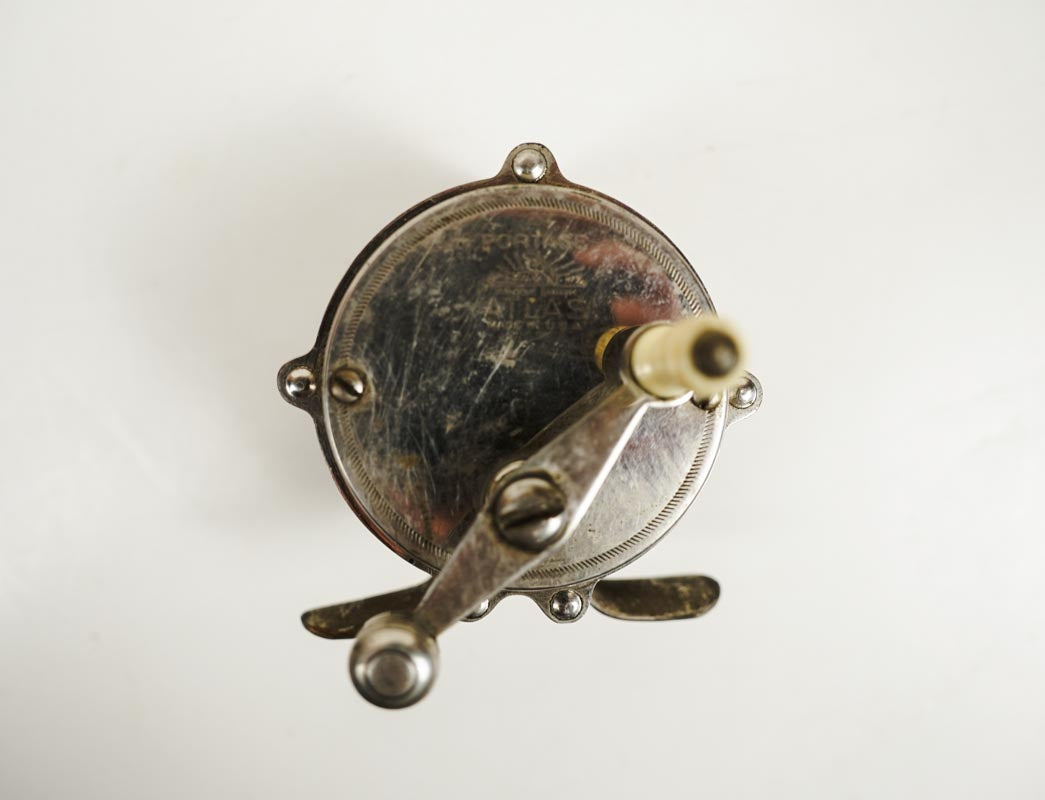 Antique Atlas Portage Raised Pillar Fly Fishing Reel 60 Silver Vintage USA Made