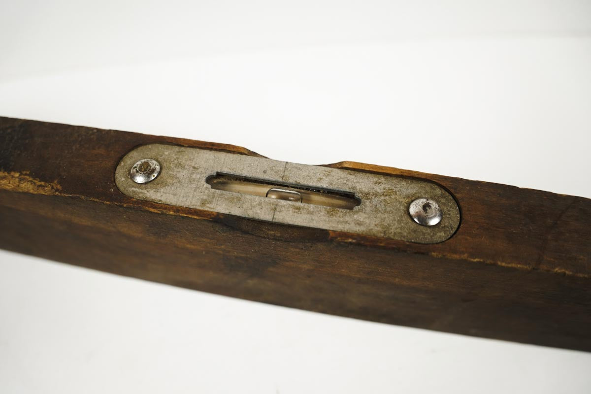 Vintage Primitive Wooden 12 Inch Carpenter Level Solid Brown Wood Antique