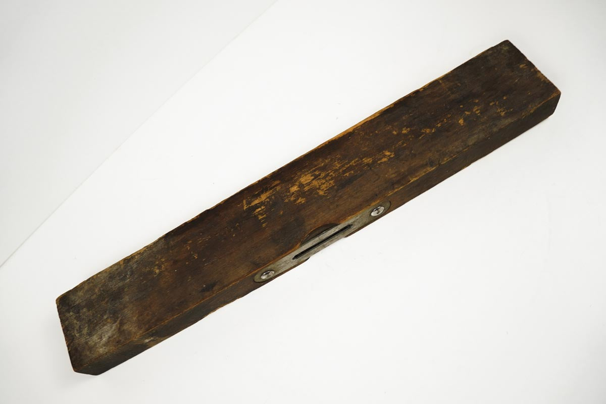 Vintage Primitive Wooden 12 Inch Carpenter Level Solid Brown Wood Antique