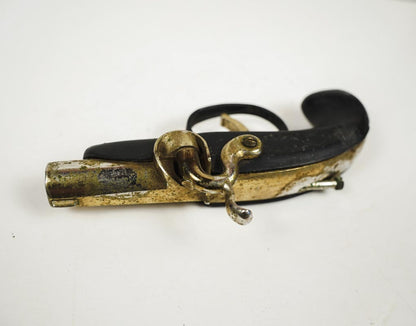 1960'S Flintlock Pistol Shaped Cigarette Lighter 5.75in Black & Gold