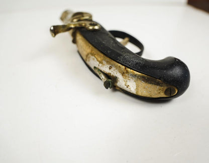 1960'S Flintlock Pistol Shaped Cigarette Lighter 5.75in Black & Gold
