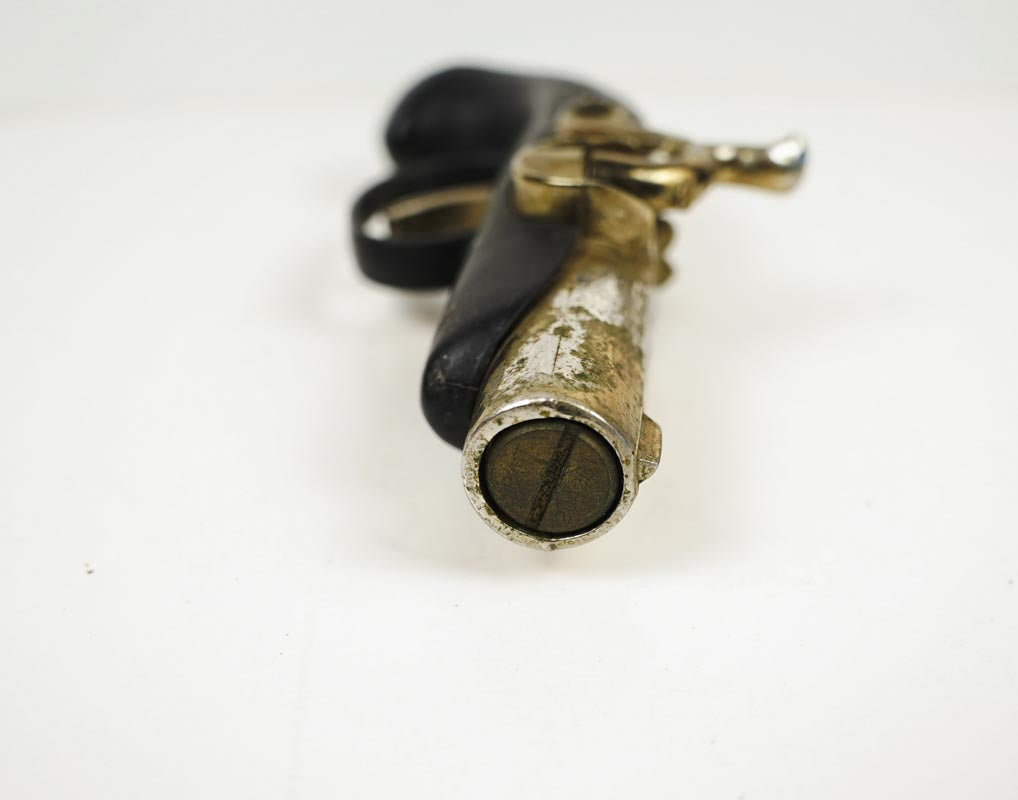 1960'S Flintlock Pistol Shaped Cigarette Lighter 5.75in Black & Gold