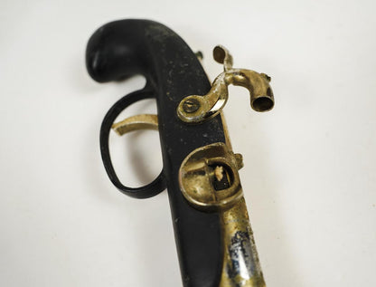 1960'S Flintlock Pistol Shaped Cigarette Lighter 5.75in Black & Gold