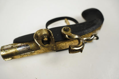 1960'S Flintlock Pistol Shaped Cigarette Lighter 5.75in Black & Gold
