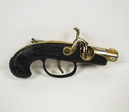 1960'S Flintlock Pistol Shaped Cigarette Lighter 5.75in Black & Gold