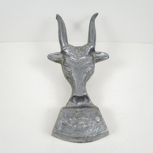 Vintage Cast Metal Hecho en Mexico Bull Head Boot Scraper Horn Tip Chipped