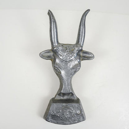 Vintage Cast Metal Hecho en Mexico Bull Head Boot Scraper Horn Tip Chipped