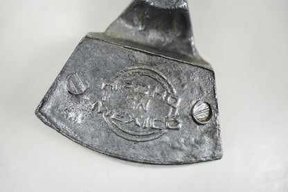 Vintage Cast Metal Hecho en Mexico Bull Head Boot Scraper Horn Tip Chipped