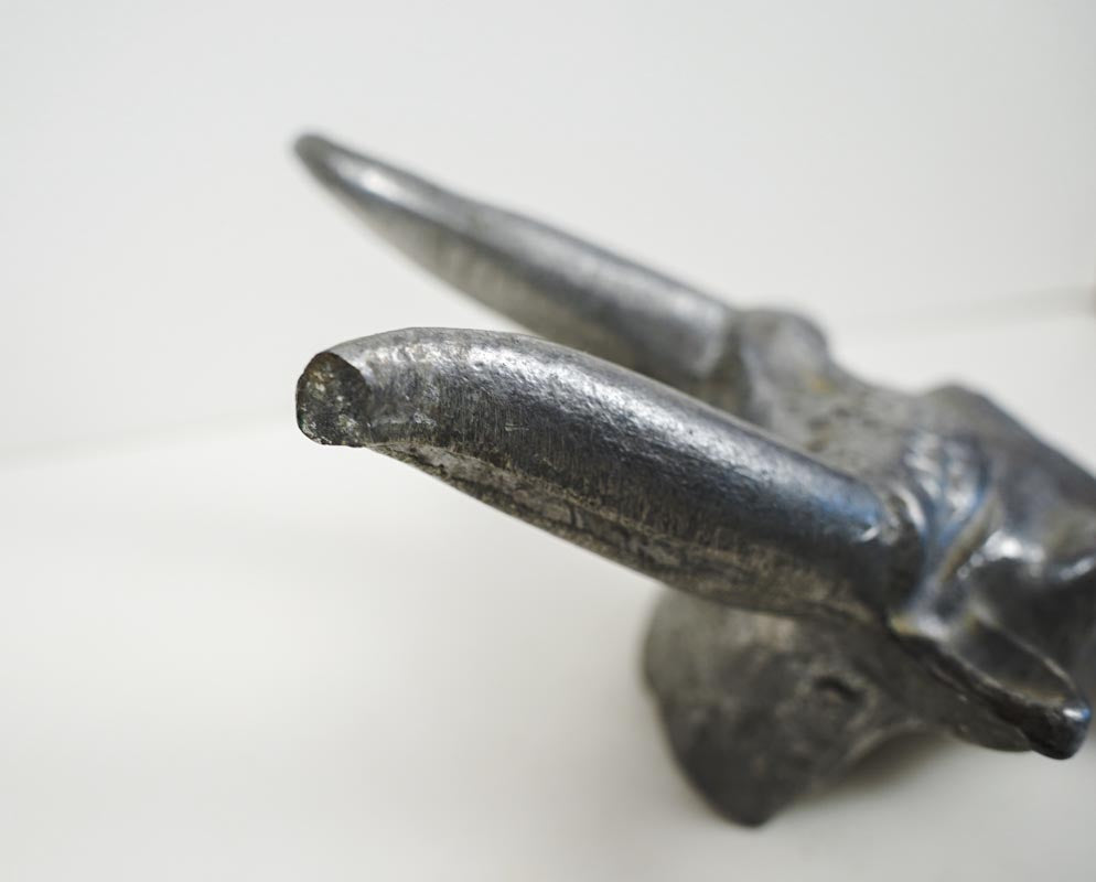 Vintage Cast Metal Hecho en Mexico Bull Head Boot Scraper Horn Tip Chipped