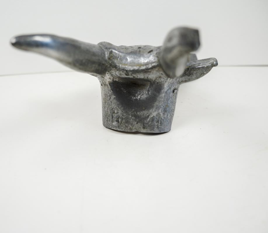 Vintage Cast Metal Hecho en Mexico Bull Head Boot Scraper Horn Tip Chipped