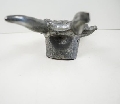 Vintage Cast Metal Hecho en Mexico Bull Head Boot Scraper Horn Tip Chipped