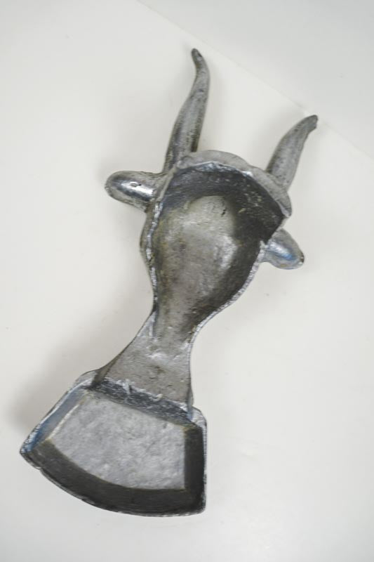 Vintage Cast Metal Hecho en Mexico Bull Head Boot Scraper Horn Tip Chipped
