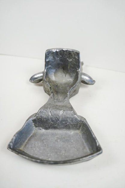 Vintage Cast Metal Hecho en Mexico Bull Head Boot Scraper Horn Tip Chipped