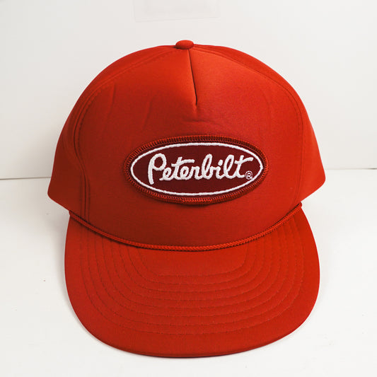 Red Peterbilt Cap Foam Hat with Oval Patch & Rope - Nissin Brand