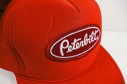 Red Peterbilt Cap Foam Hat with Oval Patch & Rope - Nissin Brand