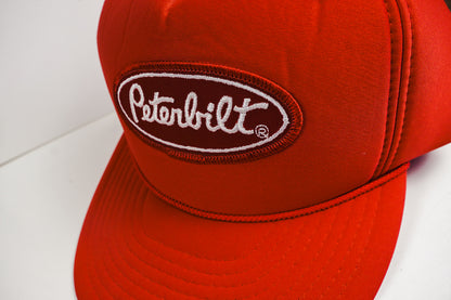 Red Peterbilt Cap Foam Hat with Oval Patch & Rope - Nissin Brand