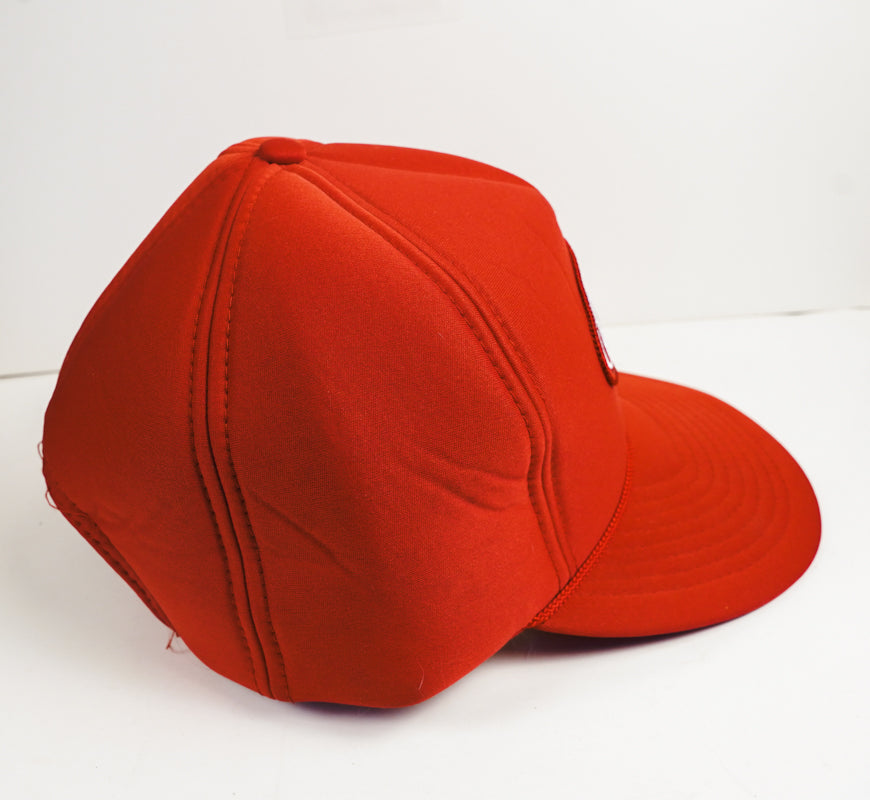 Red Peterbilt Cap Foam Hat with Oval Patch & Rope - Nissin Brand