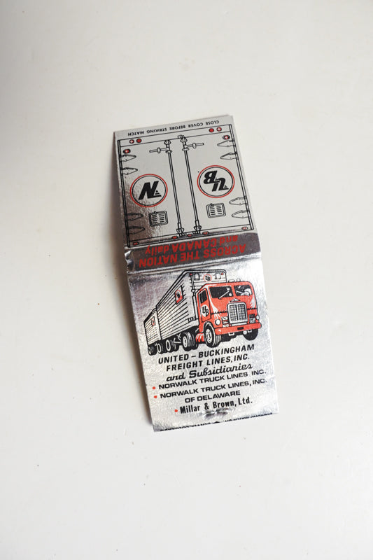 United-Buckingham Freight Lines Matchbook Norwalk Truck Lines DE Full