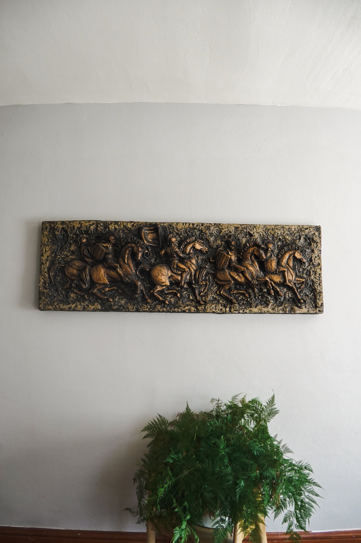 Vanguard Studios 1967 Roman Soldiers Chariots Relief Brutalist Wall Sculpture
