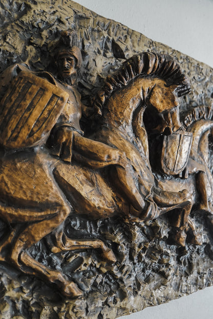 Vanguard Studios 1967 Roman Soldiers Chariots Relief Brutalist Wall Sculpture