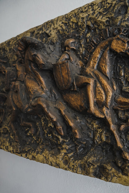 Vanguard Studios 1967 Roman Soldiers Chariots Relief Brutalist Wall Sculpture