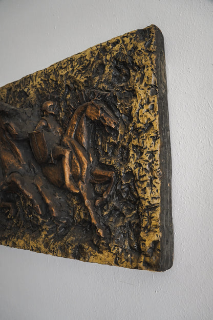 Vanguard Studios 1967 Roman Soldiers Chariots Relief Brutalist Wall Sculpture