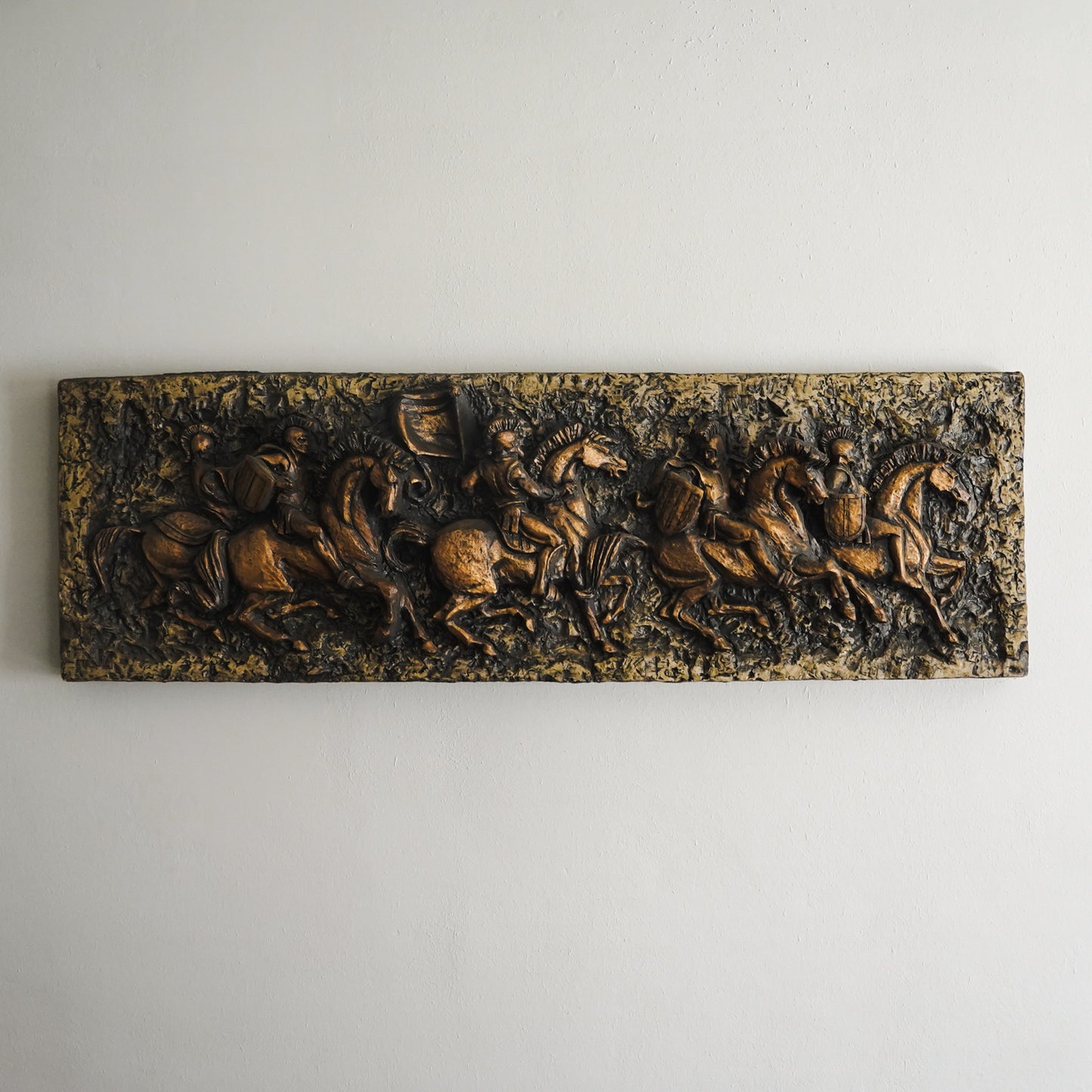 Vanguard Studios 1967 Roman Soldiers Chariots Relief Brutalist Wall Sculpture