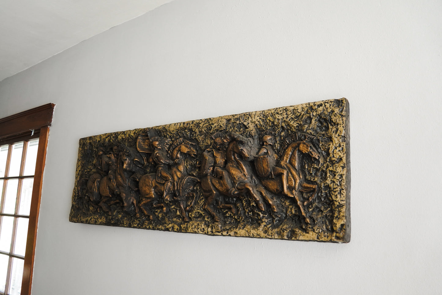 Vanguard Studios 1967 Roman Soldiers Chariots Relief Brutalist Wall Sculpture