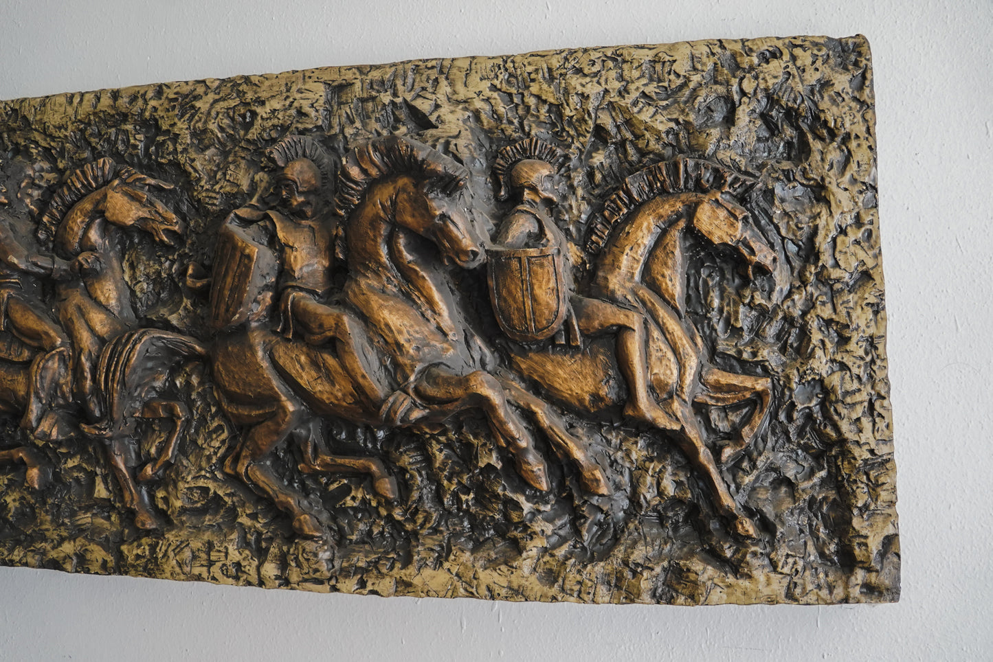 Vanguard Studios 1967 Roman Soldiers Chariots Relief Brutalist Wall Sculpture