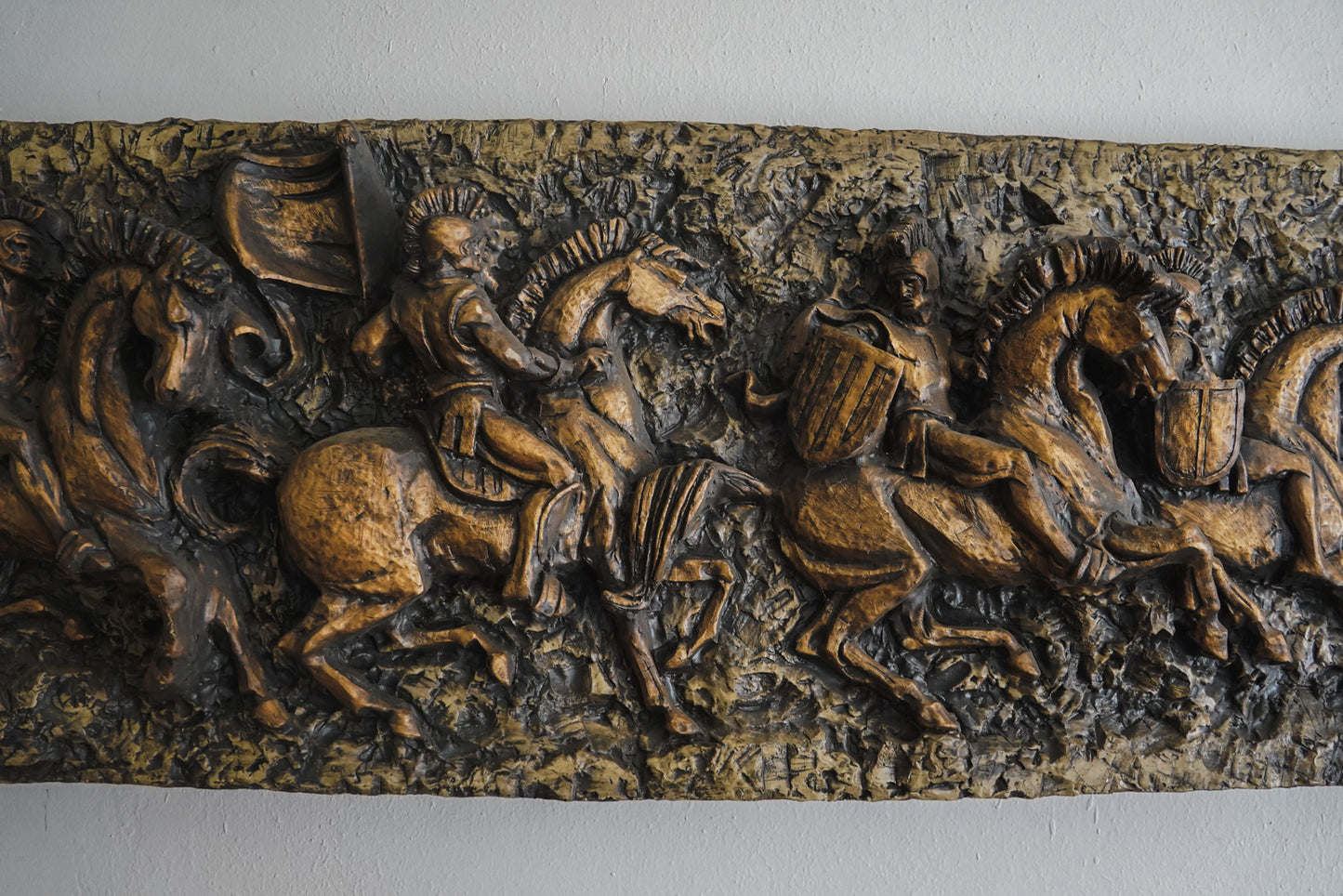 Vanguard Studios 1967 Roman Soldiers Chariots Relief Brutalist Wall Sculpture